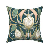 Art Nouveau Serene Blossom | Teal Green #2B5561