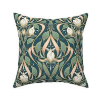 Art Nouveau Serene Blossom | Small | Teal Green #2B5561