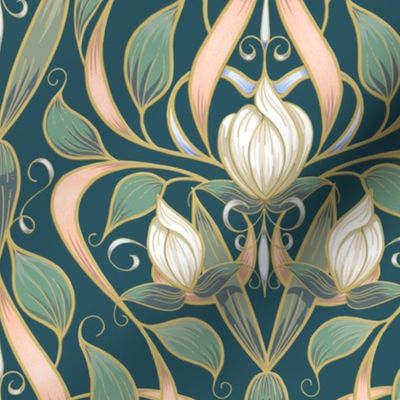 Art Nouveau Serene Blossom | Small | Teal Green #2B5561