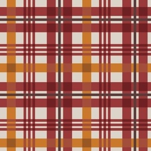 Autumn Reverie: Rustic Gold And Red Plaid