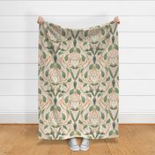 Art Nouveau Serene Blossom | Leaves on Blush #F8E2D4