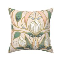 Art Nouveau Serene Blossom | Leaves on Blush #F8E2D4