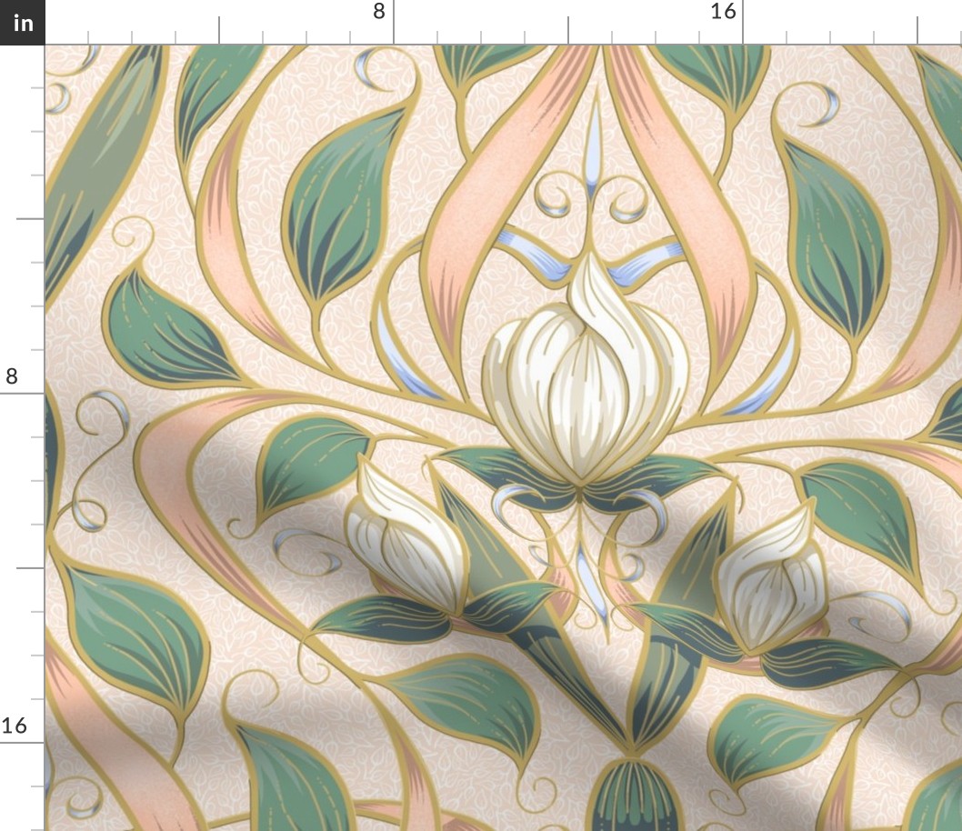 Art Nouveau Serene Blossom | Leaves on Blush #F8E2D4