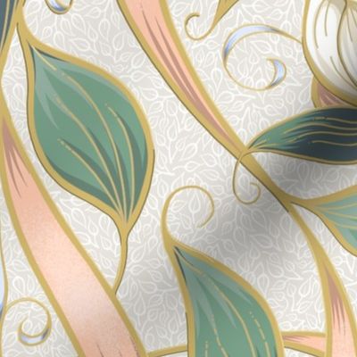 Art Nouveau Serene Blossom | Leaves on Soft Natural