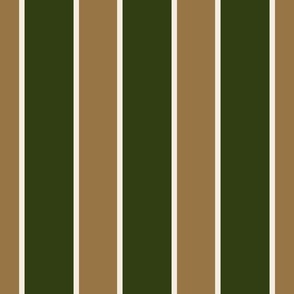 classic wide stripes 2 forest green, pine green, brown, cream, vertical, minimalist, large scale