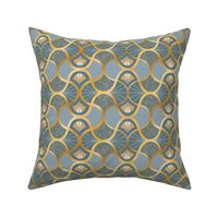 Large Urban Neutral Moroccan Arabesque,  Gold on Spruce