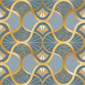 Large Urban Neutral Moroccan Arabesque,  Gold on Spruce