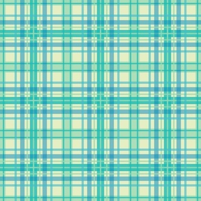 plaid blue green turquoise on yellow