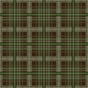 plaid forest green brown tan on brown