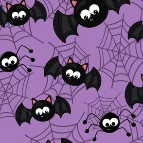 Halloween Bats And Spiders Purple