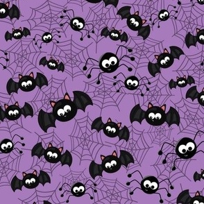 Halloween Bats And Spiders Purple Small