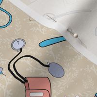 Medical Supplies Pattern on beige