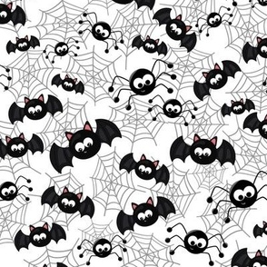 Halloween Bats And Spiders White Small