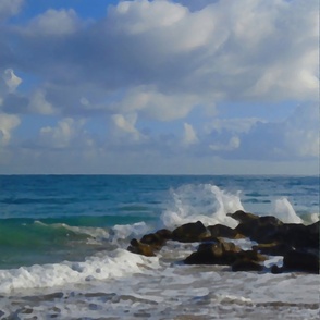 beach oil painting panel