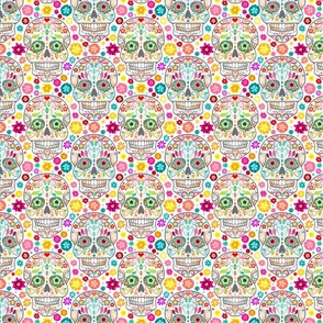 Sugar Skulls & Flowers White - Small