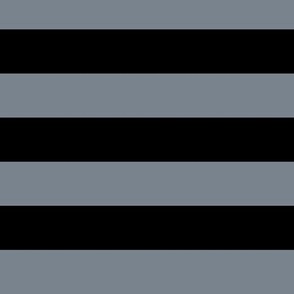 Large Horizontal Awning Stripe Pattern - Faded Denim and Black