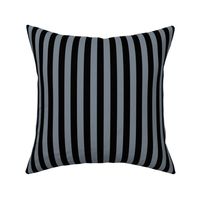 Vertical Awning Stripe Pattern - Faded Denim and Black