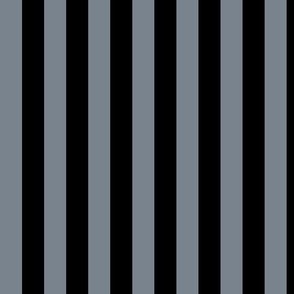 Vertical Awning Stripe Pattern - Faded Denim and Black