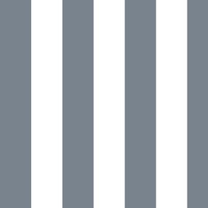 Large Vertical Awning Stripe Pattern - Faded Denim and White