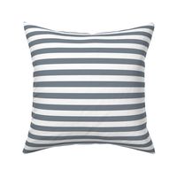 Horizontal Awning Stripe Pattern - Faded Denim and White
