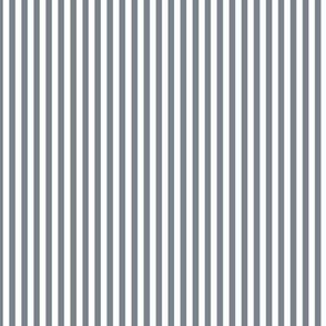 Small Vertical Bengal Stripe Pattern - Faded Denim and White