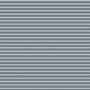 Small Horizontal Pin Stripe Pattern - Faded Denim and White