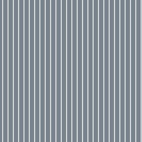 Small Vertical Pin Stripe Pattern - Faded Denim and White