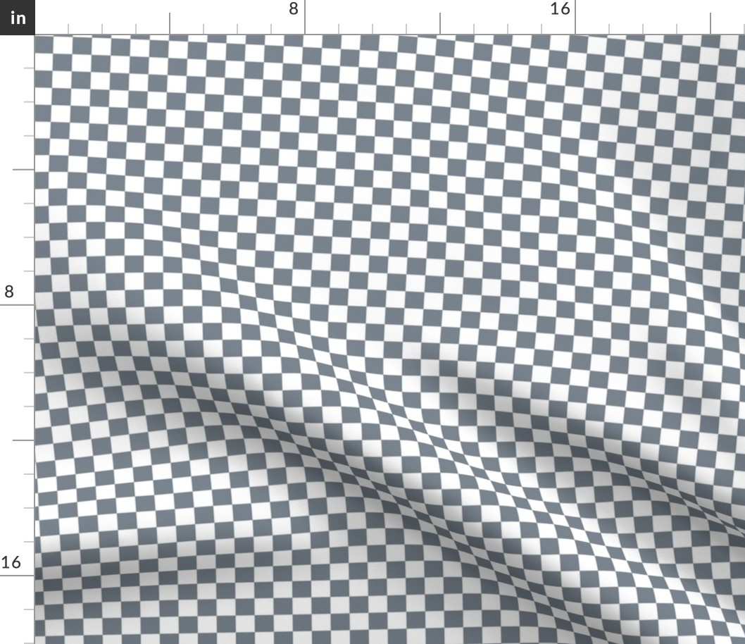 Checker Pattern - Faded Denim and White