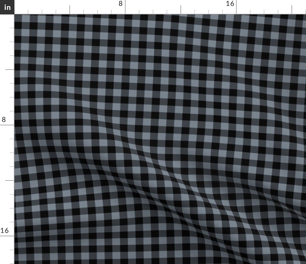 Gingham Pattern - Faded Denim and Black
