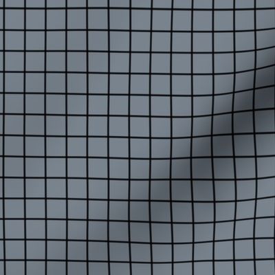 Grid Pattern - Faded Denim and Black