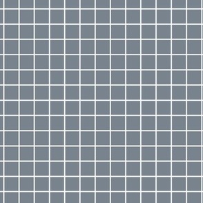 Grid Pattern - Faded Denim and White