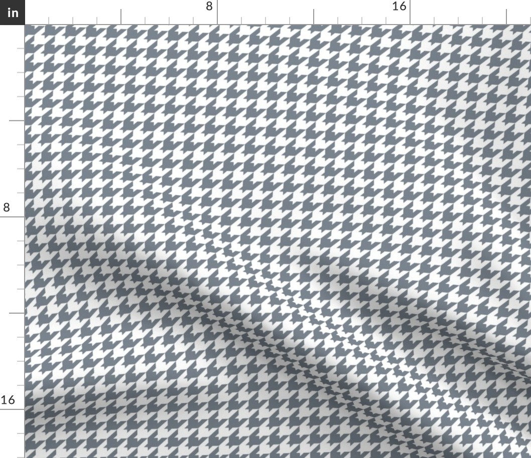 Houndstooth Pattern - Faded Denim and White