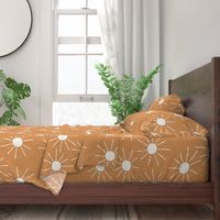 oversized boho suns gender neutral walls golden orange - linen look texture