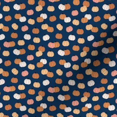 Sweet pumpkin patch sunday afternoon bohemian fall garden kids ivory peach blush orange on navy blue SMALL