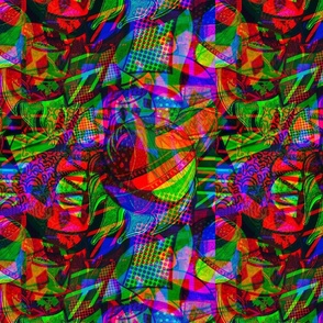 Cut out crazziness aberration dopamine dressed psychedelic large abstract funny shapes overlaid 