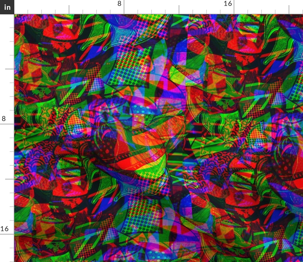 Cut out crazziness aberration dopamine dressed psychedelic large abstract funny shapes overlaid 