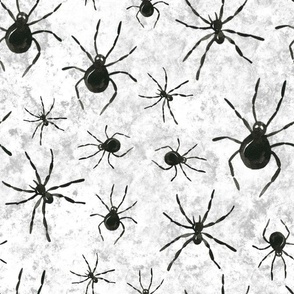 Large Scale Black Spiders on Grunge Grey