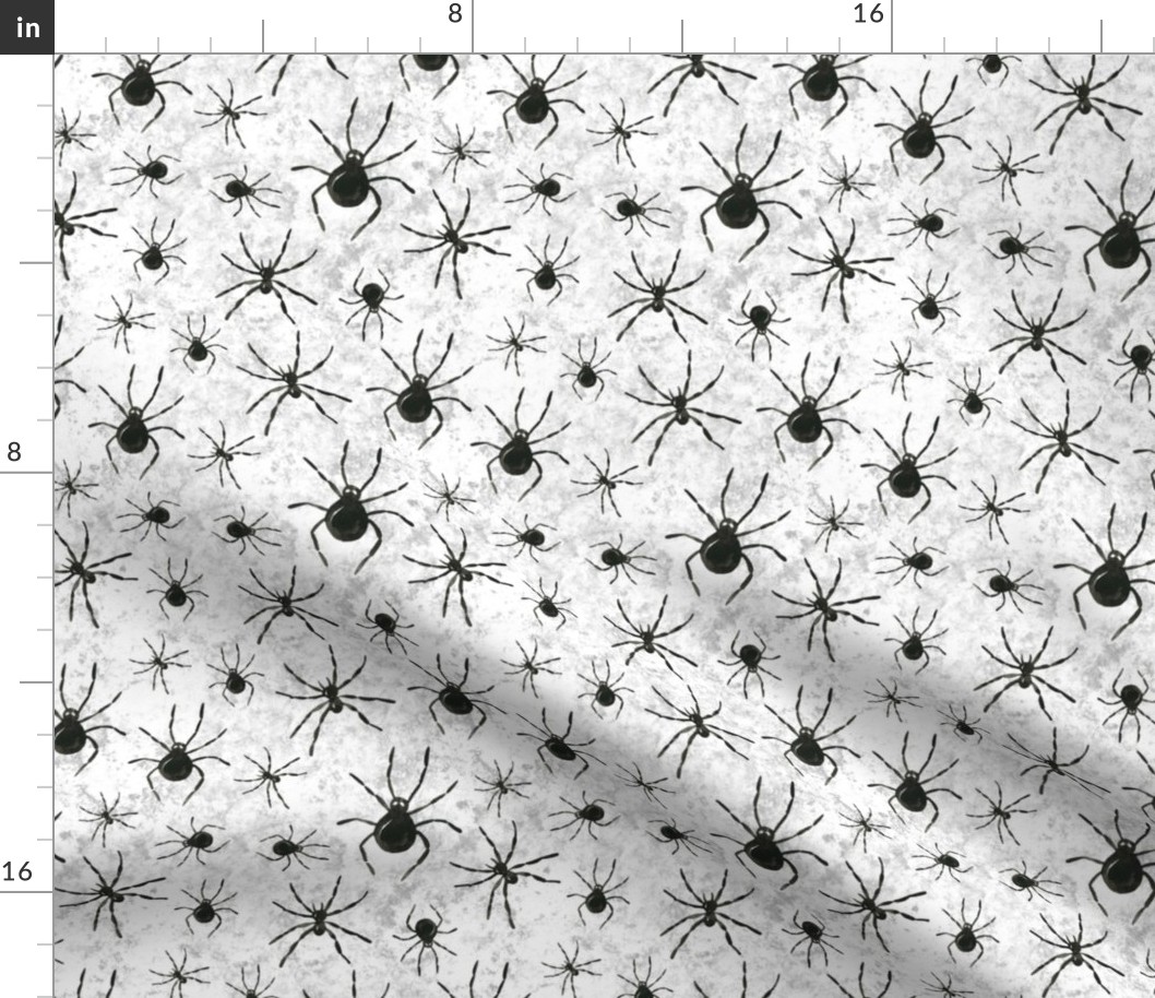 Medium Scale Black Spiders on Grunge Grey