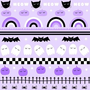Halloween Cute Icons Characters Monochrome Black and White Illustrated 
