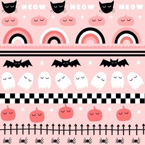 Halloween Cute Icons Characters Monochrome Black and White Illustrated 