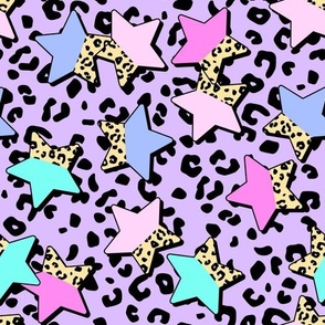Leopard Print Retro Pastel Girls Stars
