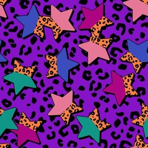 Leopard Print Geometric Bright Retro Stars