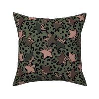 Leopard Print Geometric Army Stars