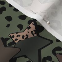 Leopard Print Geometric Army Stars