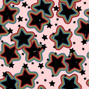 Retro Rainbow Grunge Stars 70s