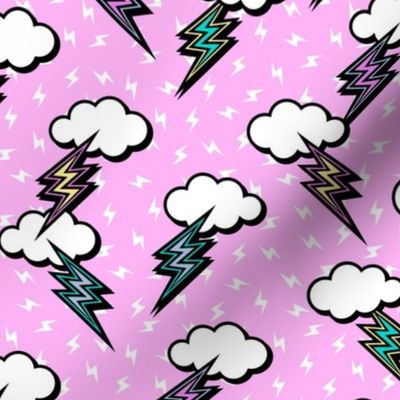Lightning Bolt Clouds Pastel Pop Art Kawaii