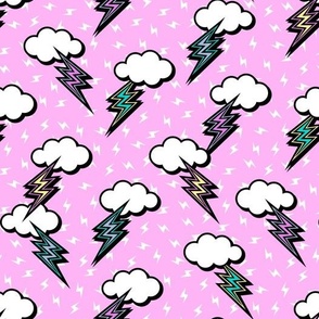 Lightning Bolt Clouds Pastel Pop Art Kawaii