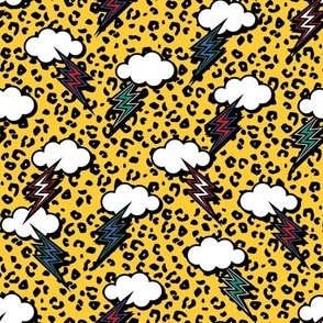 Leopard Print Pop Art Lightning Clouds