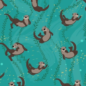 swimming otters large