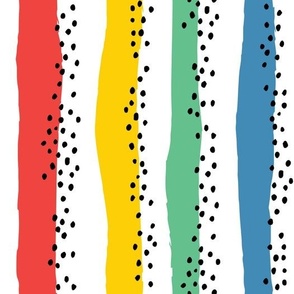 Abstract Retro Scandi Spots Dots Rainbow Stripes